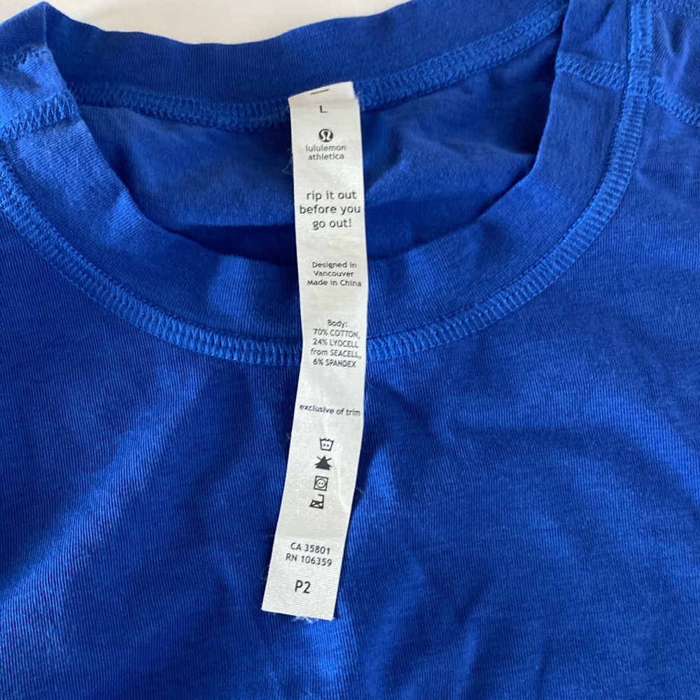 NWT Lululemon Classic Gym Tee blue Size L - Picture 9 of 10